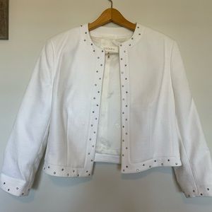 Vintage Escada jacket. White cotton with pressed on stones in perfect condition